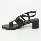 White Sun - Sandales Talon Fuyu - Black Goat Leather - Noir