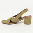 White Sun - Sandalias de tacón Isia - Olive Goat Suede - Oliva
