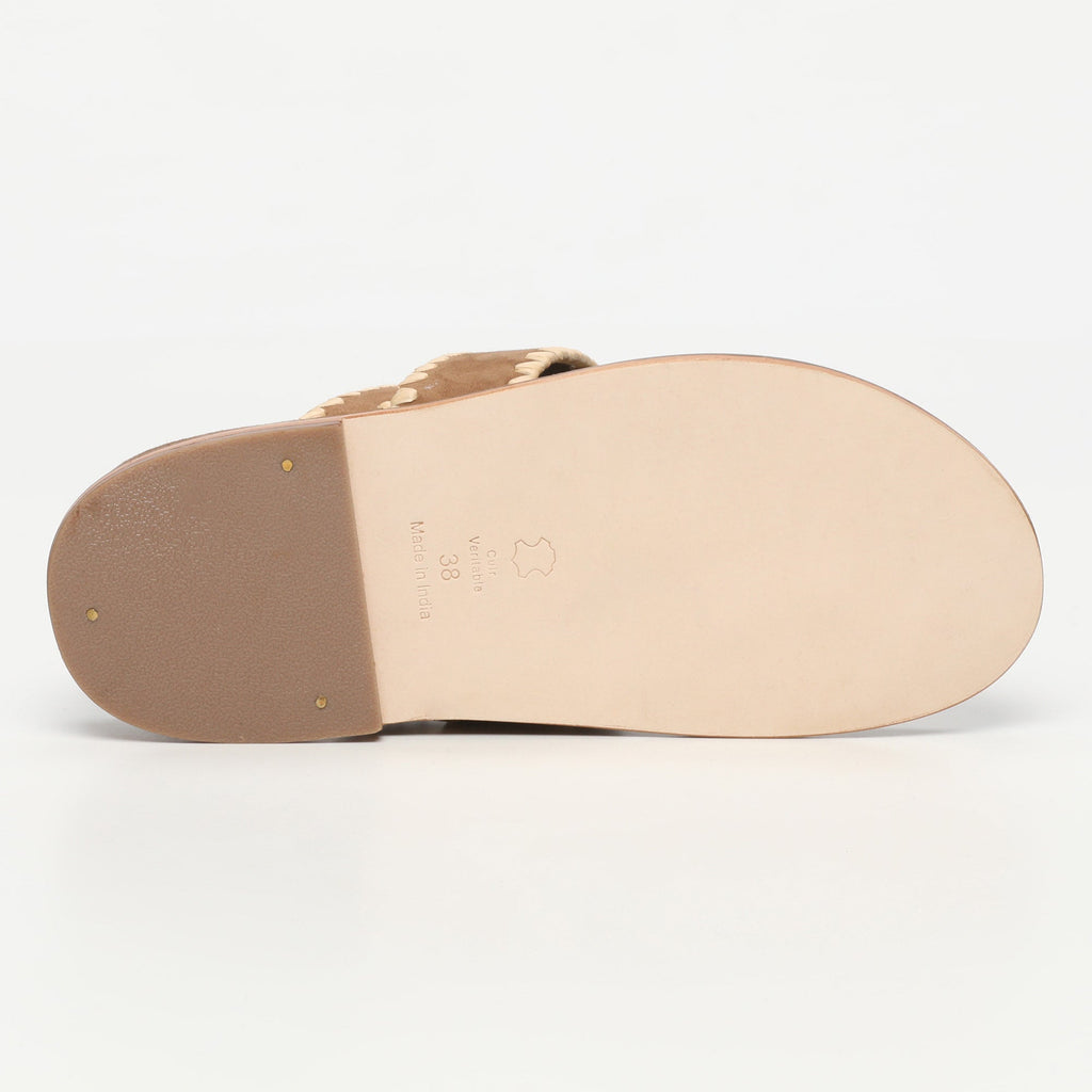 White Sun - Mules Caelum - Camel Goat Suede - Camel+Beige