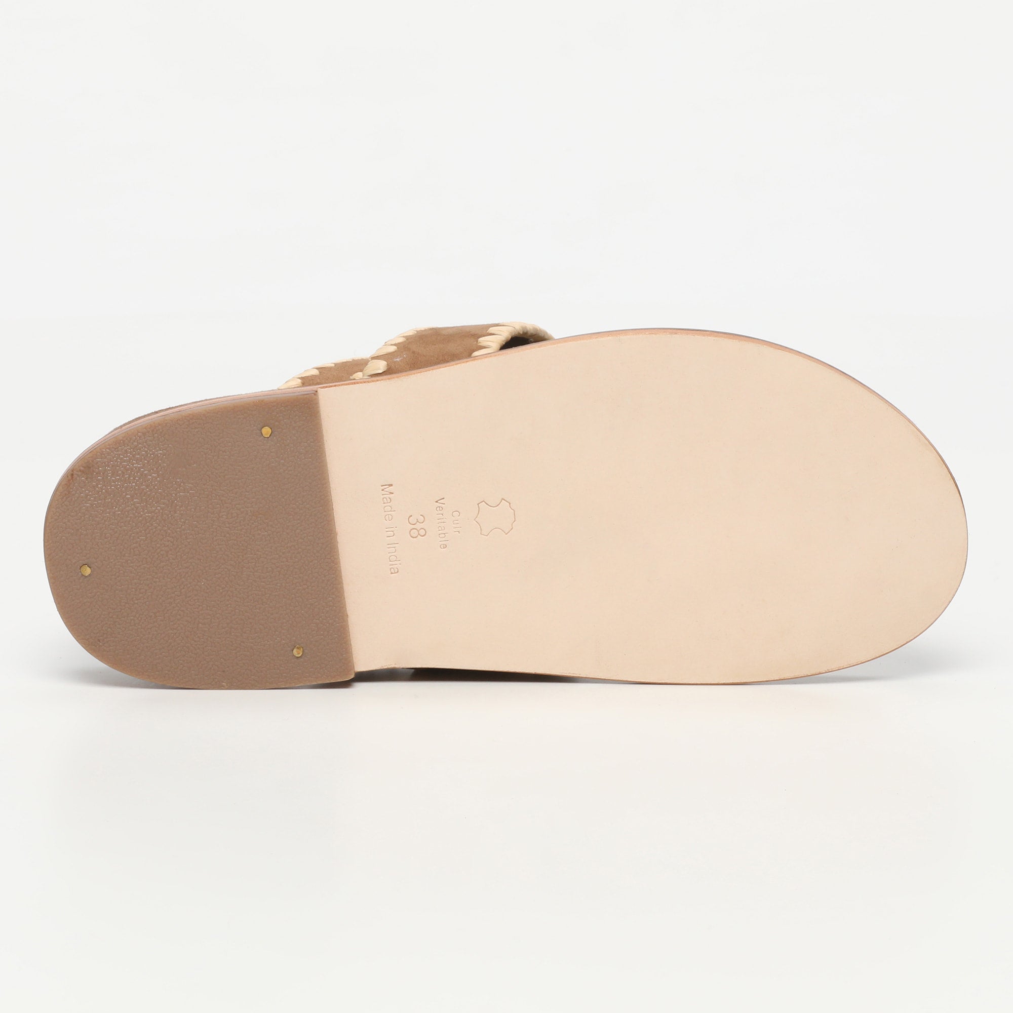 White Sun - Mules Caelum - Camel Goat Suede - Camel+Beige