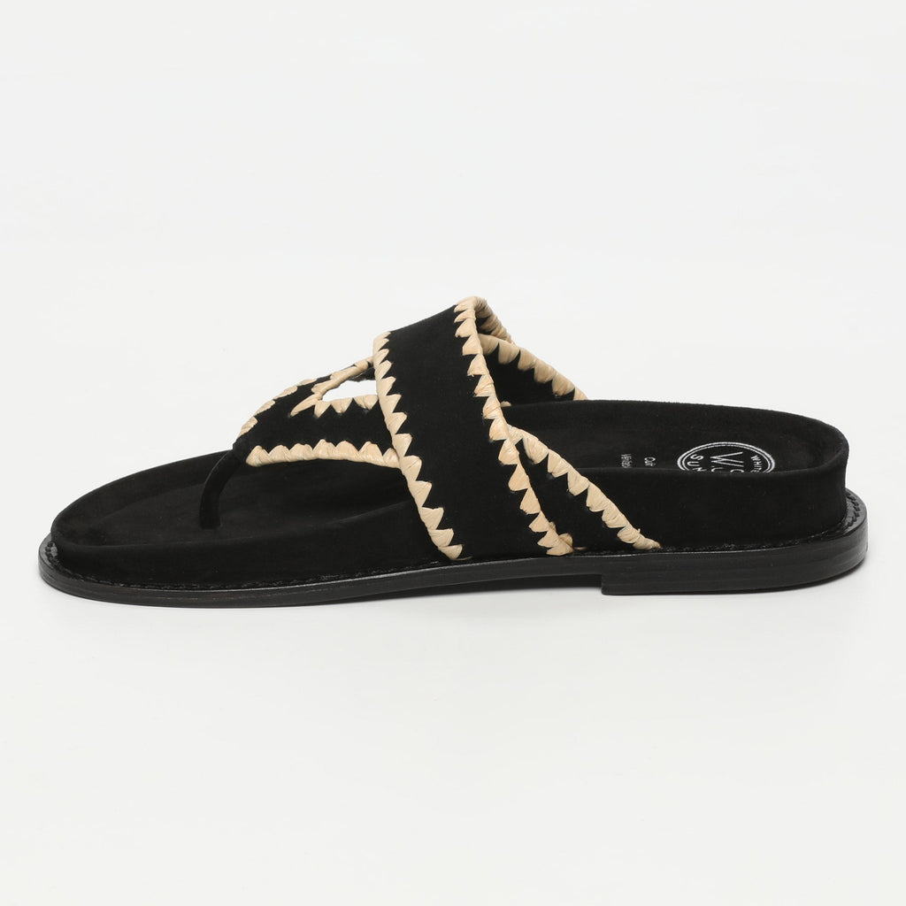 White Sun - Mules Caelum - Black Goat Suede - Black+Beige