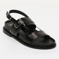 Zeneta Sandals - Black Patent Croco