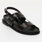 Zeneta Sandals - Black Patent Croco