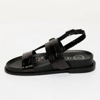 Zeneta Sandals - Black Patent Croco