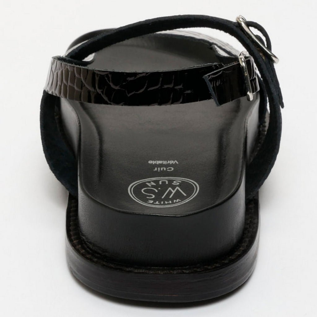 Zeneta Sandals - Black Patent Croco