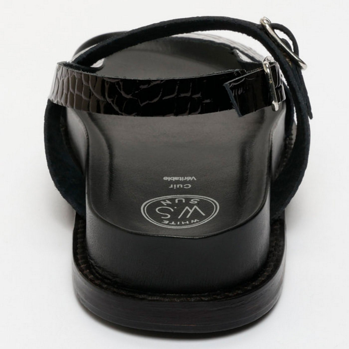 Zeneta Sandals - Black Patent Croco