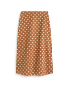 Falda midi lunares marrón Kora sostenible silueta - 1