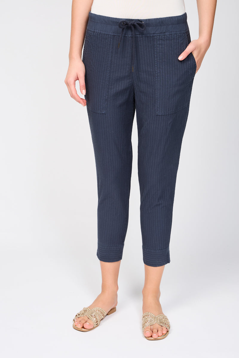 Pantalon Easy Fit Self Stripe - Bleu Pétrole - Femme