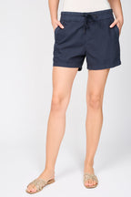 Shorts de algodón a rayas - Azul Petróleo - Mujer