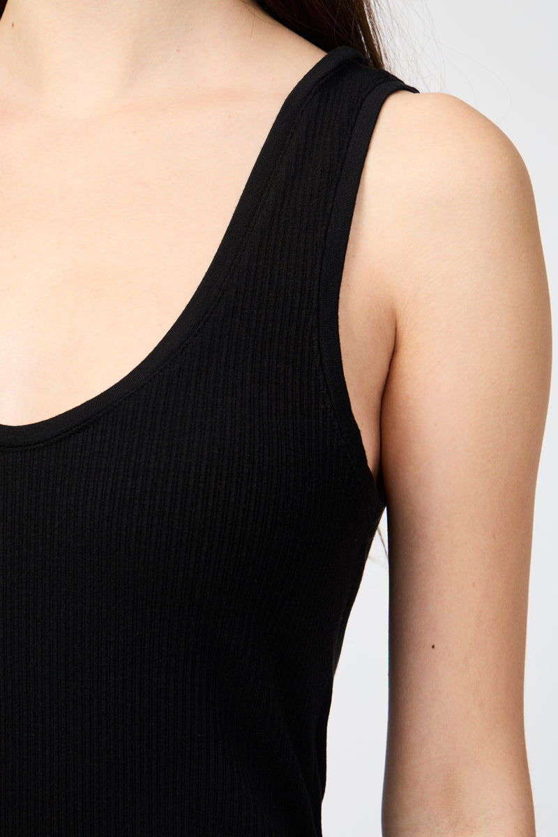 Débardeur Tencel Cachemire À Encolure Dégagée - Noir - Femme