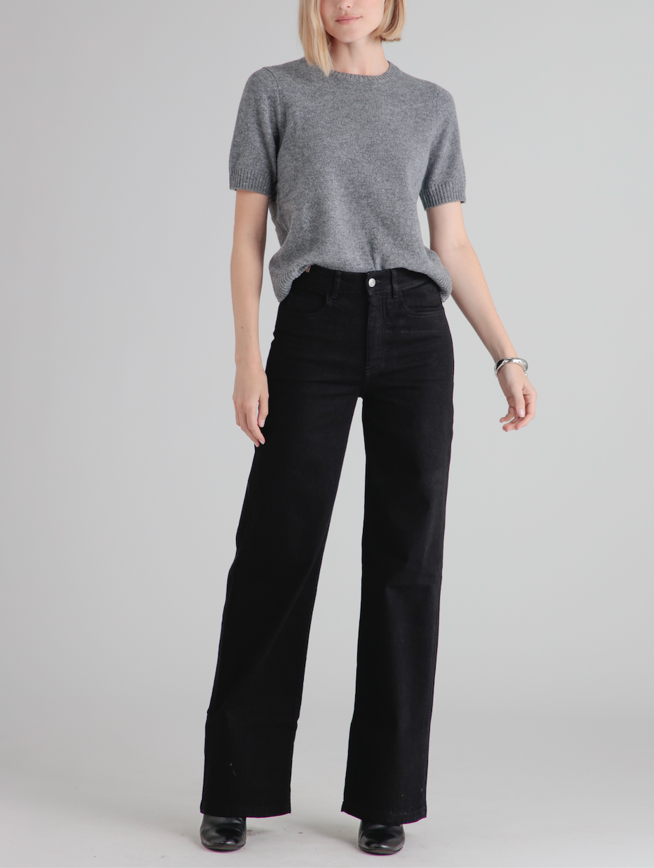 Pantalón Wide Leg Silene Denim - Black - Mujer