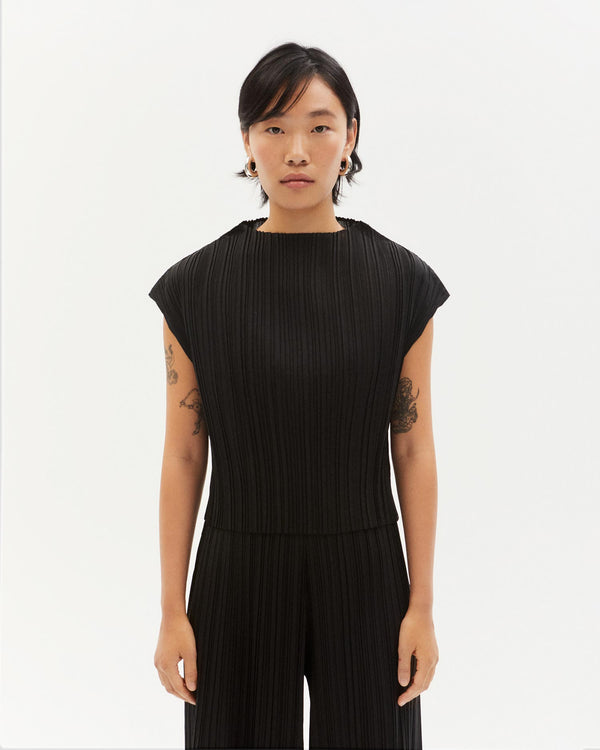 Top black pleated Maddox sostenible - 1