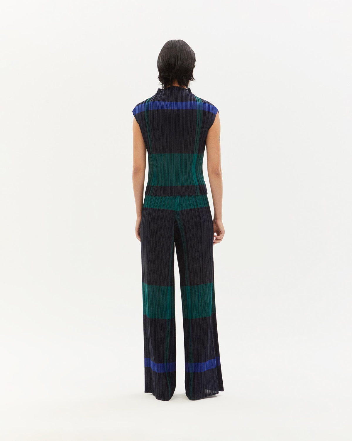 Maddox Checked Pleated Top