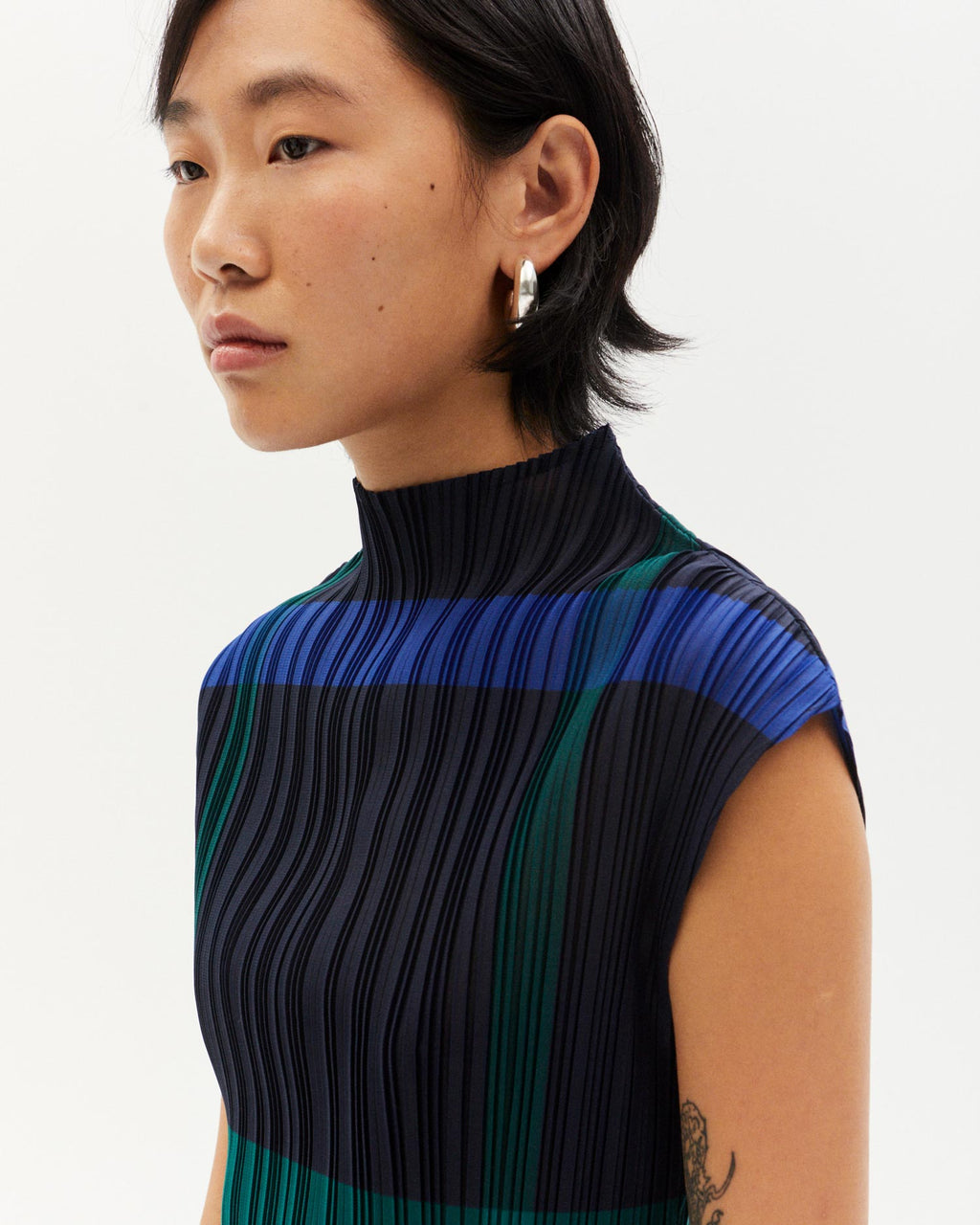 Maddox Checked Pleated Top