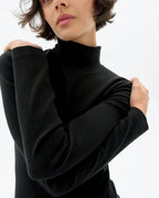 Aine Hemp Roll-Neck Top - Black