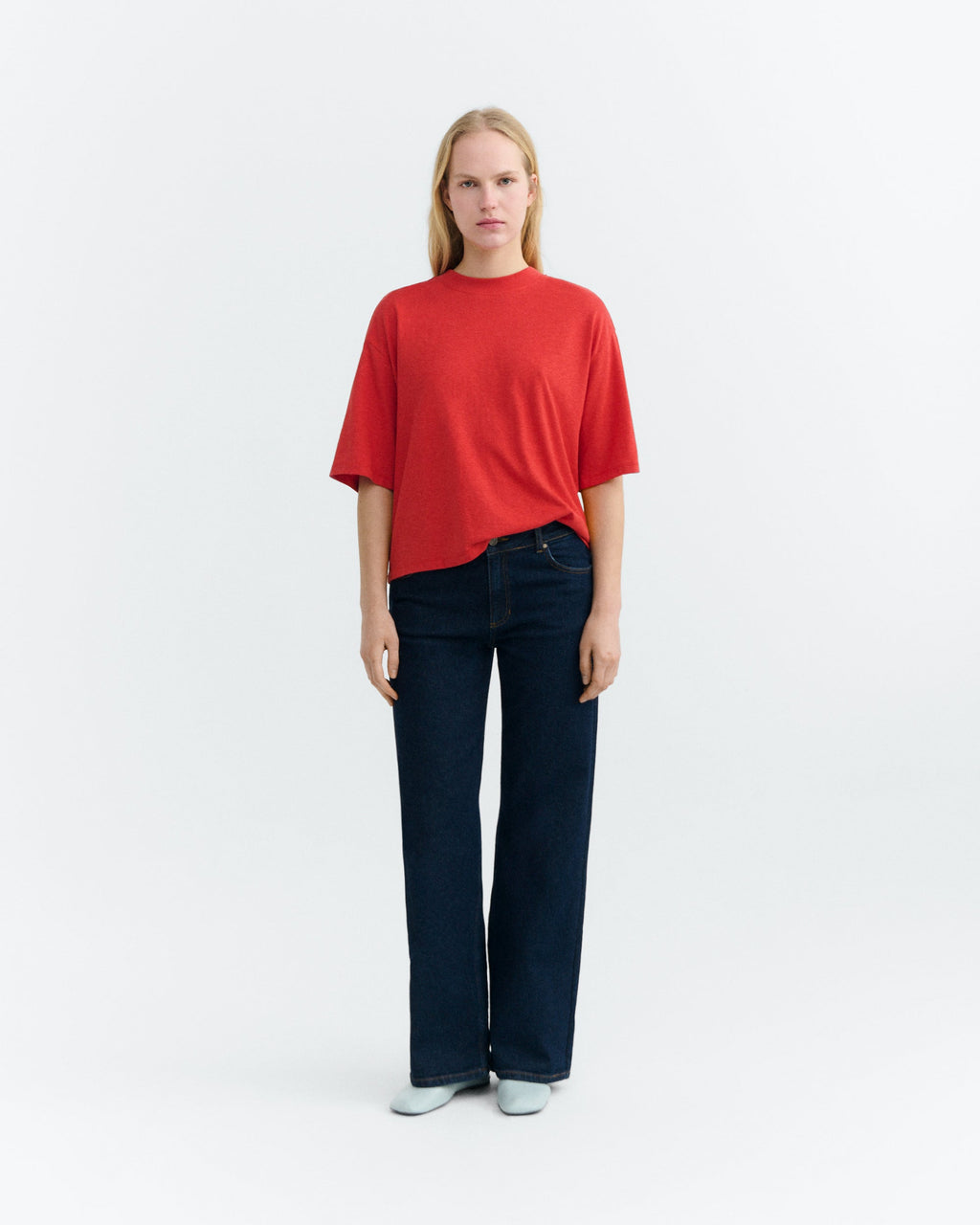 Camiseta oversize roja cáñamo Lena sostenible - 2