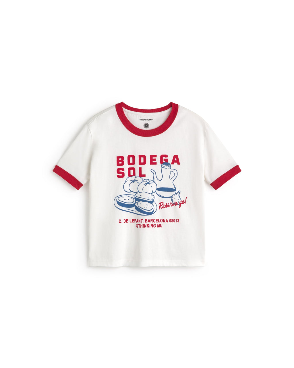 Red bodega sol contrast Zowie R sustainable silhouette t-shirt - 1