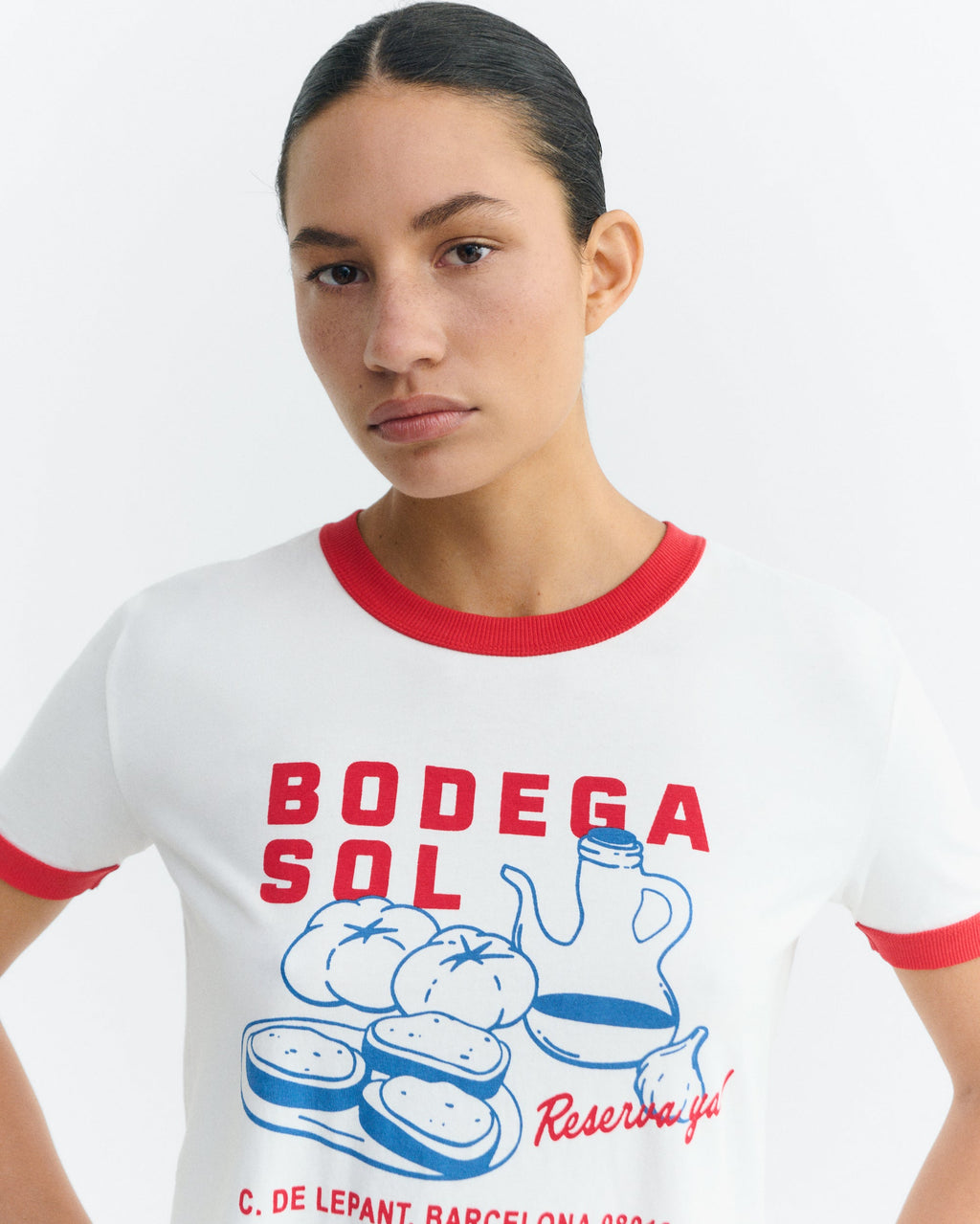 Sustainable red bodega sol contrast Zowie R T-shirt - 3