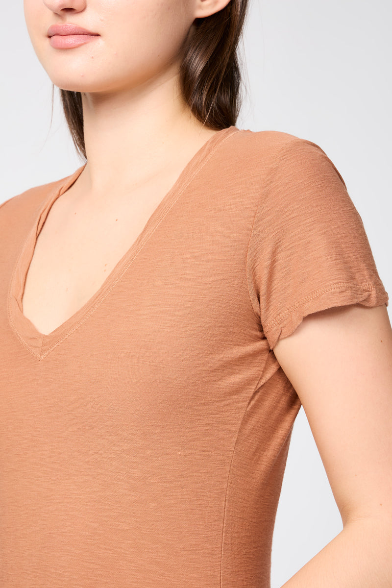 James Perse - T-Shirt Décontracté Avec Bordure Inversée - Muscade - Femme