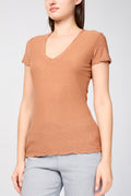 James Perse - T-Shirt Décontracté Avec Bordure Inversée - Muscade - Femme