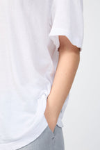 Oversized Short-Sleeve Crêpe T-Shirt - White - Women