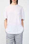 Oversized Short-Sleeve Crêpe T-Shirt - White - Women