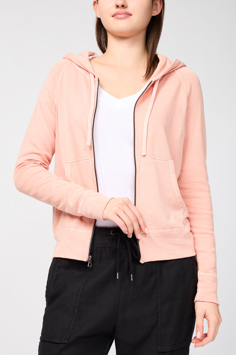 Sudadera Con Capucha Y Cremallera Clásica De Manga Larga - Pigmento Ruibarbo - Mujer
