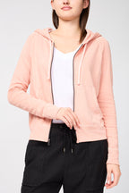 Sudadera Con Capucha Y Cremallera Clásica De Manga Larga - Pigmento Ruibarbo - Mujer