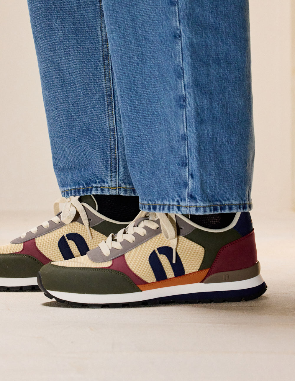Adrien Low-Top Trainers - Khaki Ecru Grey - Men
