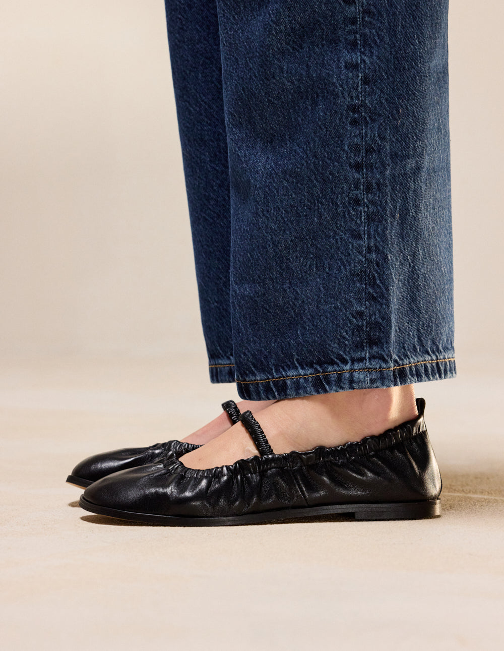 Miluna Ballerina Flats - Black Leather