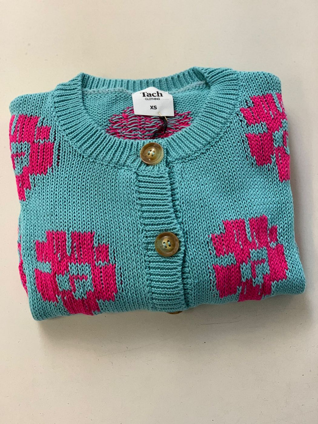 Chaleco de punto Vera - Azul aguamarina y magenta