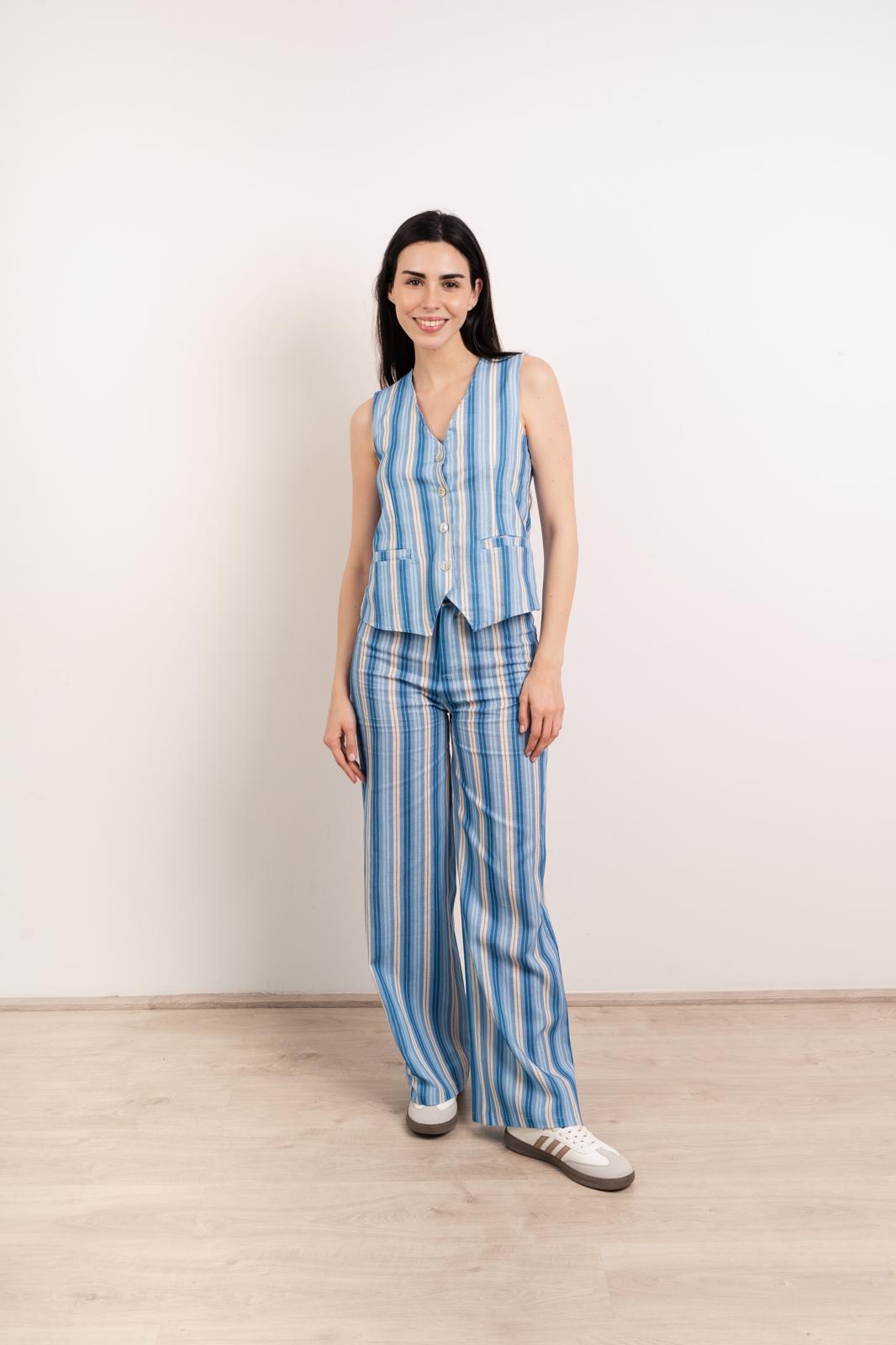 Ana Linen Tank Top Blue