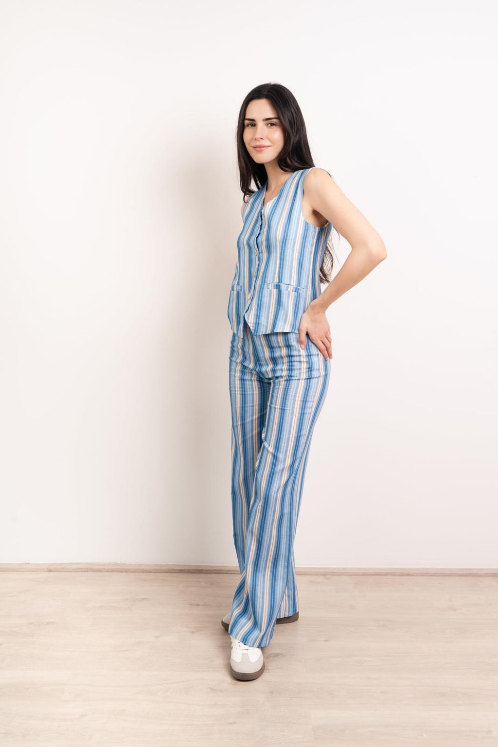 Ana Linen Tank Top Blue