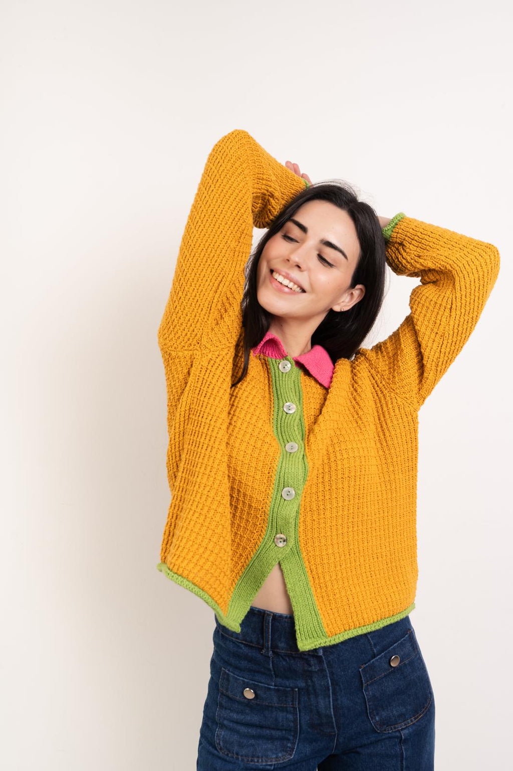 Cardigan Tina Coton Moutarde