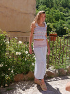 Jupe Lina Rayures Bleu Ciel