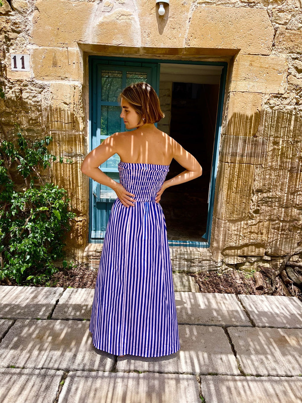 Emily Blue And Pink Striped Dress