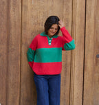 Paola Fuchsia And Green Sweater