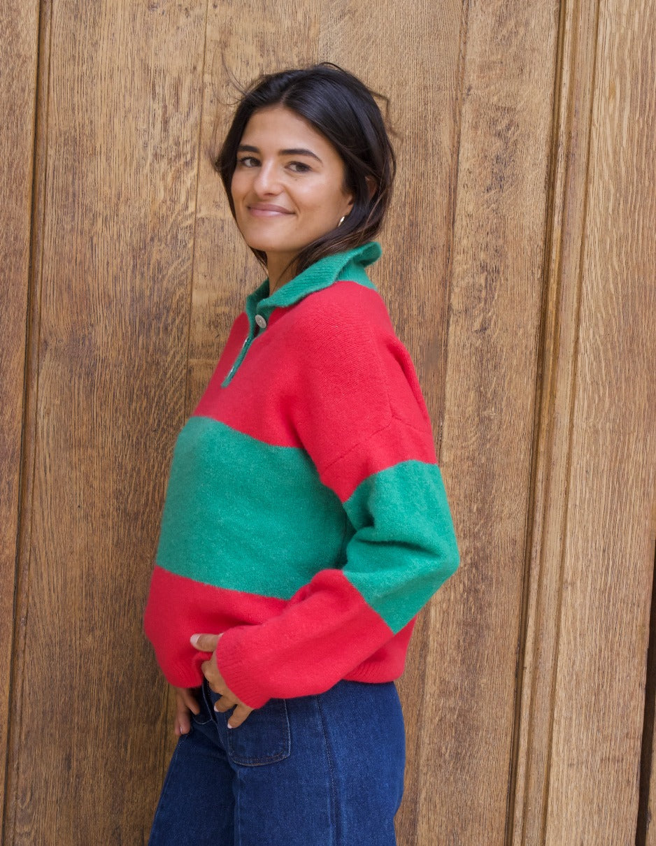 Paola Fuchsia And Green Sweater