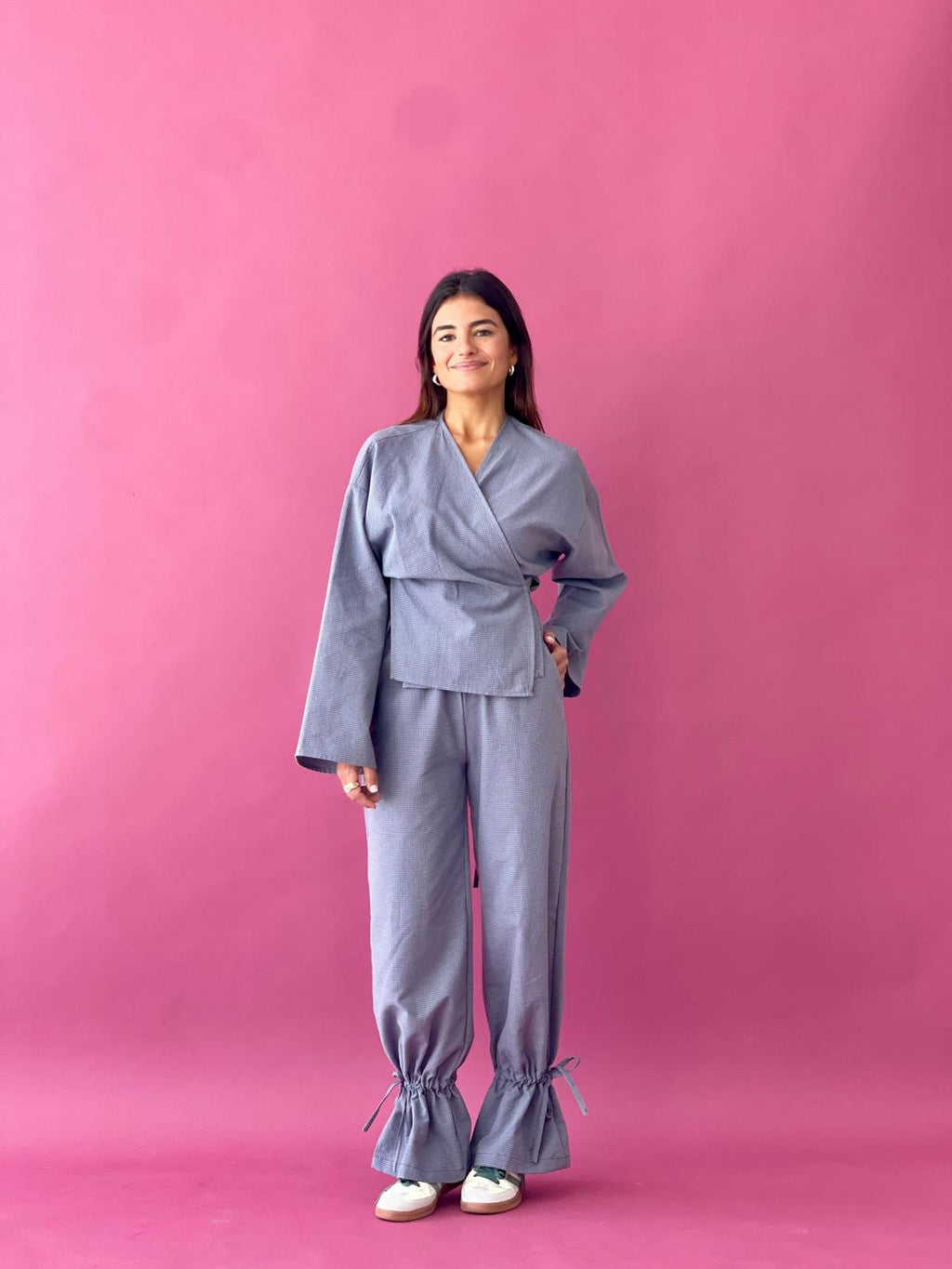 Pantalón Vichy Alea Azul Y Marrón