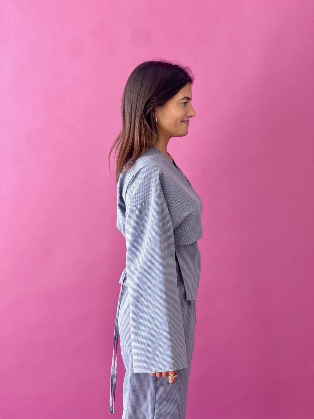 Alea Blue And Brown Vichy Top
