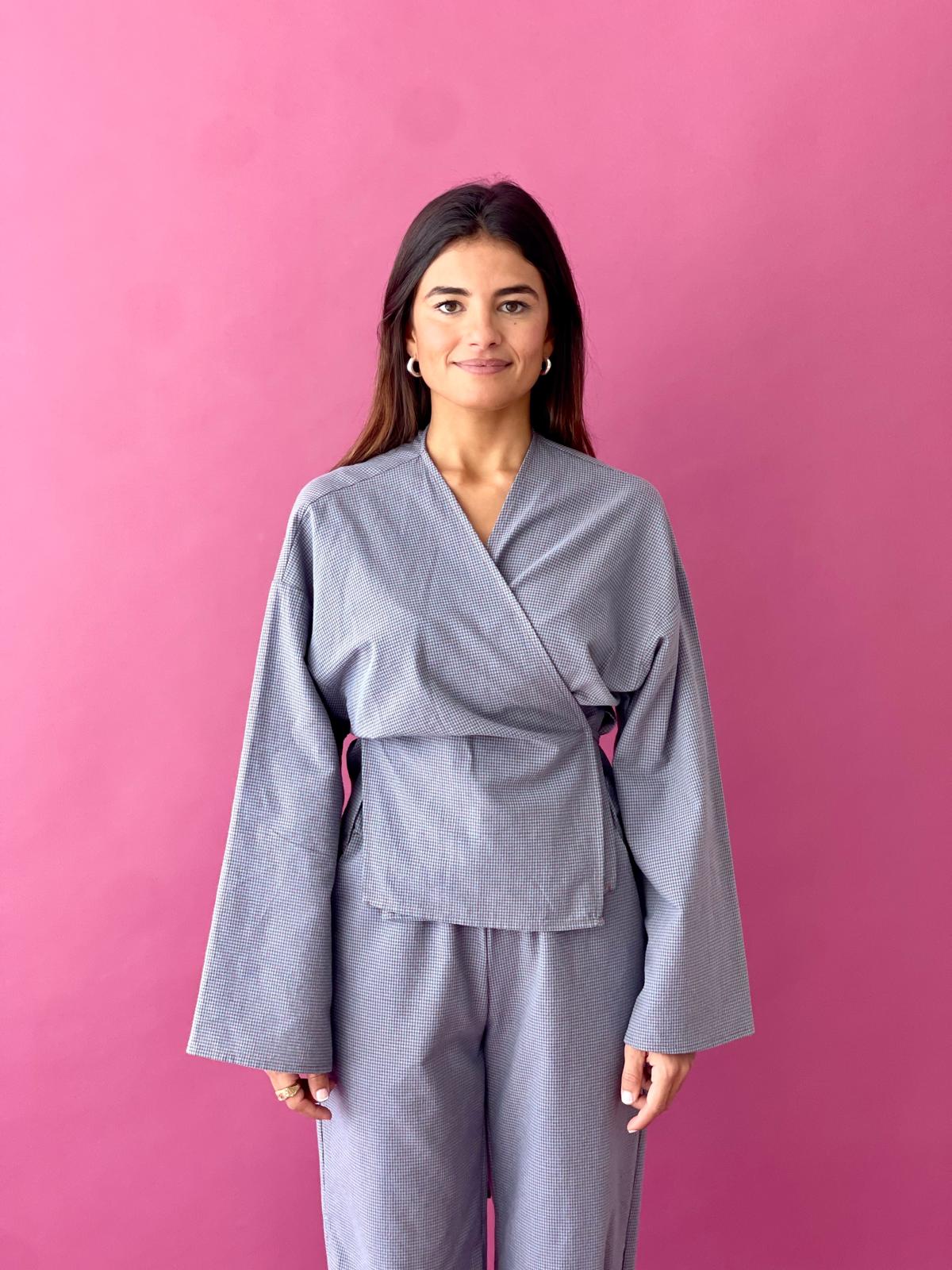 Alea Blue And Brown Vichy Top