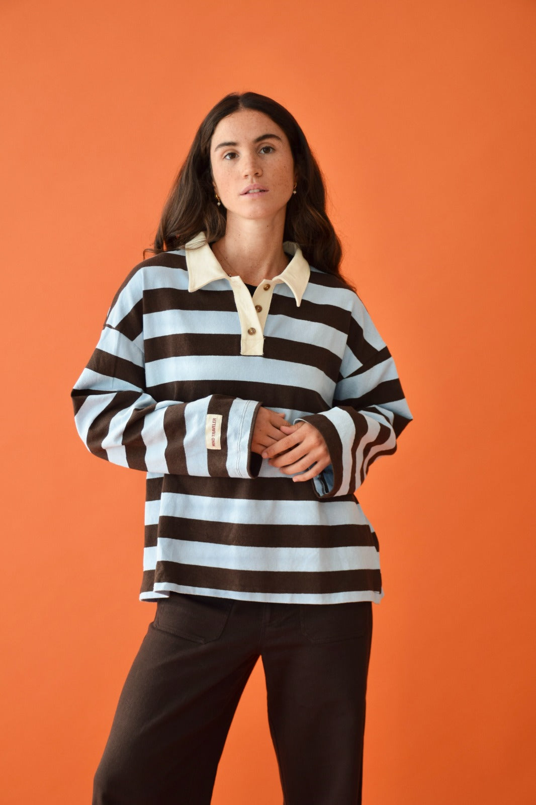 T-Shirt Filipa Marron Et Bleu Clair