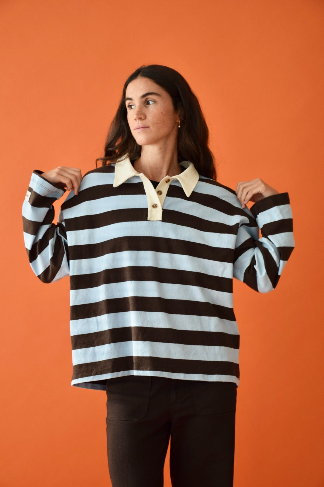 T-Shirt Filipa Marron Et Bleu Clair
