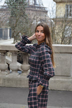 Chía Alia Camisa Cuadros Gris Y Rojo