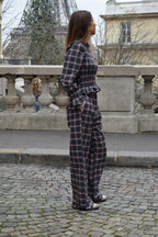 Pantalon Alia Carreaux Gris Et Rouge