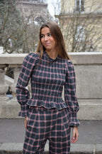 Chía Alia Camisa Cuadros Gris Y Rojo