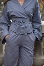 Alea Blue And Brown Vichy Top