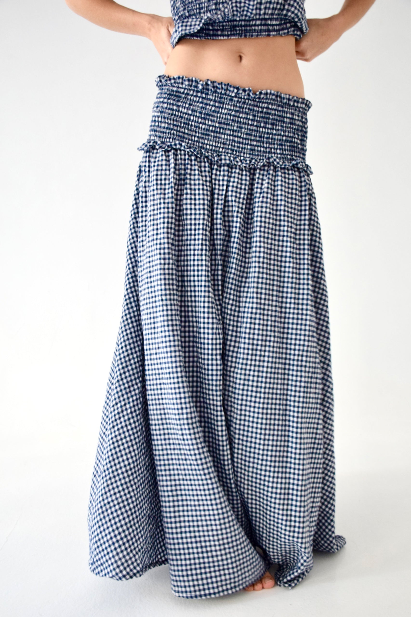 Lea Skirt Navy Vichy Checks