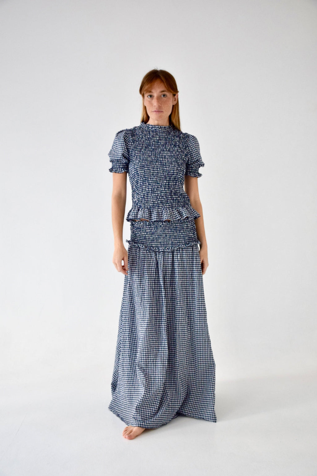 Lea Skirt Navy Vichy Checks