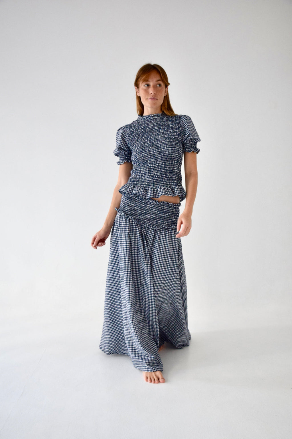 Lea Skirt Navy Vichy Checks